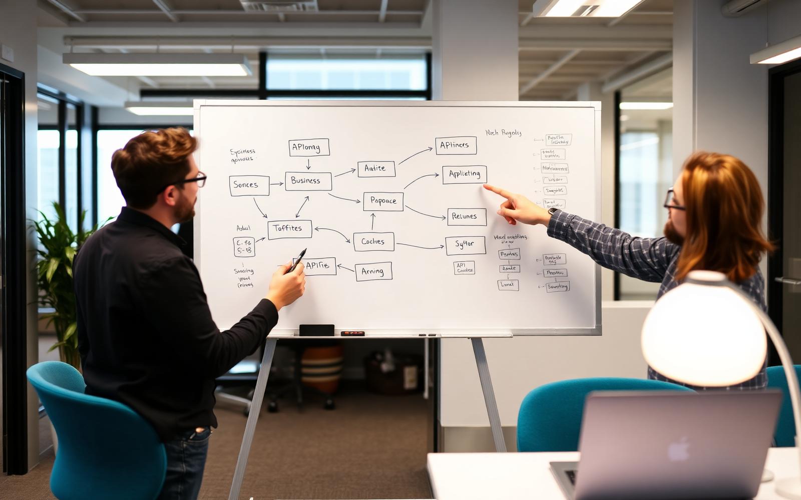 Engineers mapping integrations between business systems