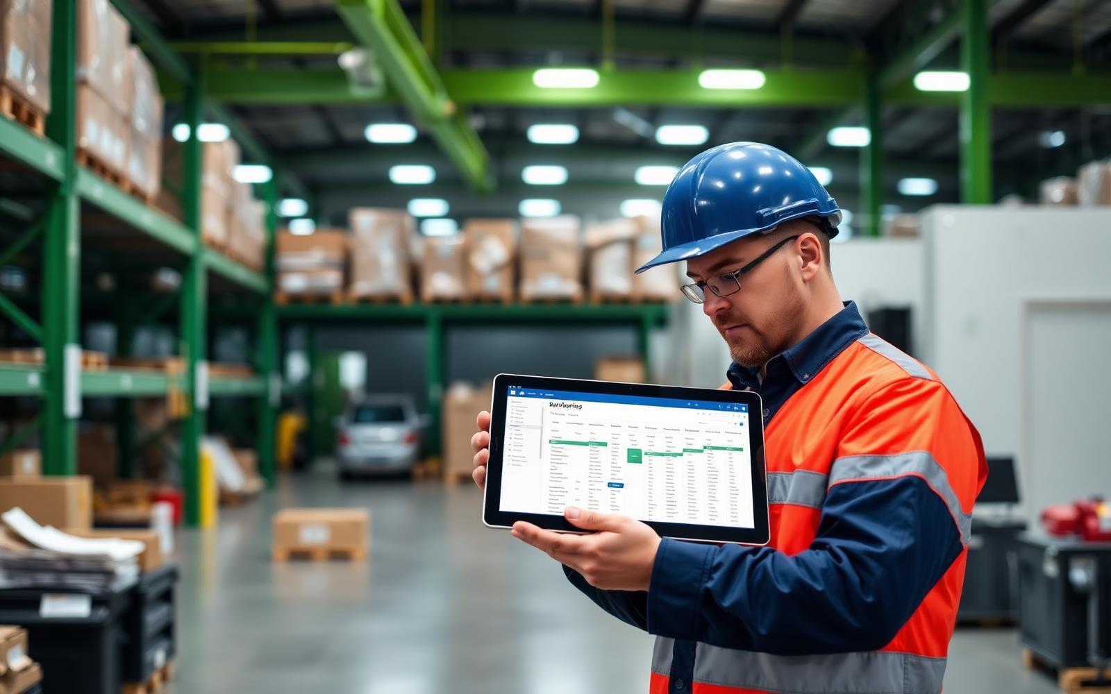 Operations manager reviewing a digital workflow on a tablet